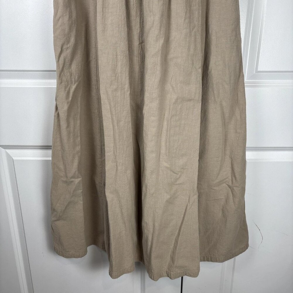 CMC Color Me Cotton Linen-Look Dress Small S Beige Tan Midi Pocket Made In USA - Picture 5 of 12